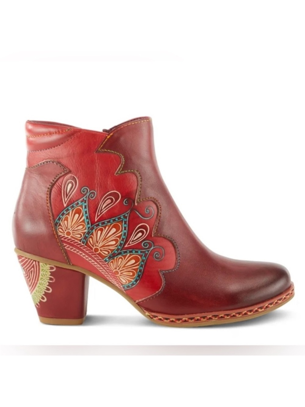L’Artiste Spring Step Zamihi Leather Zip Ankle‎ Booties Red Women’s 41/US 9.5-10